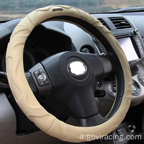 Coperchio del volante nero in pelle di agnello 38mm